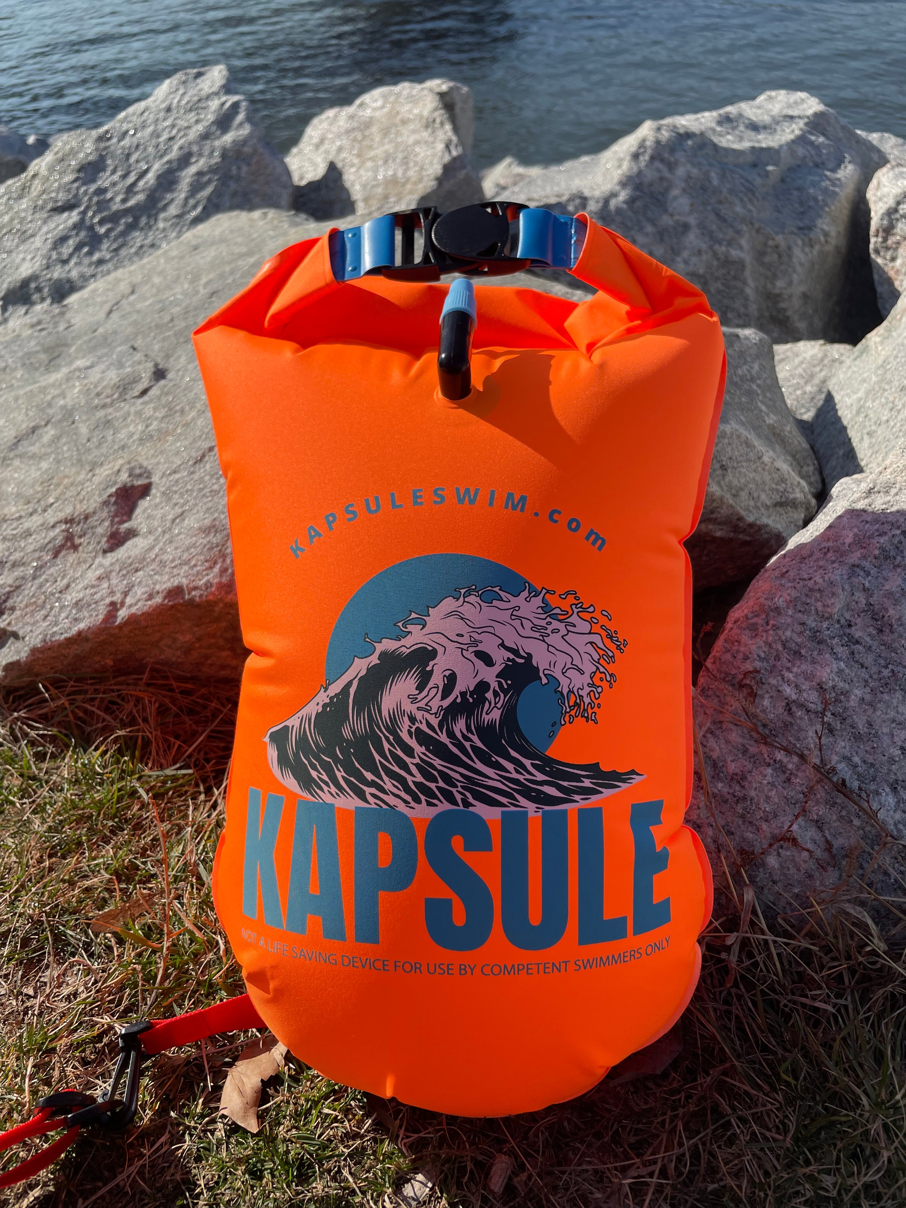 Open Water Swim Buoy 20L – Polyether TPU Safety Float – Atlas (Neon Orange)