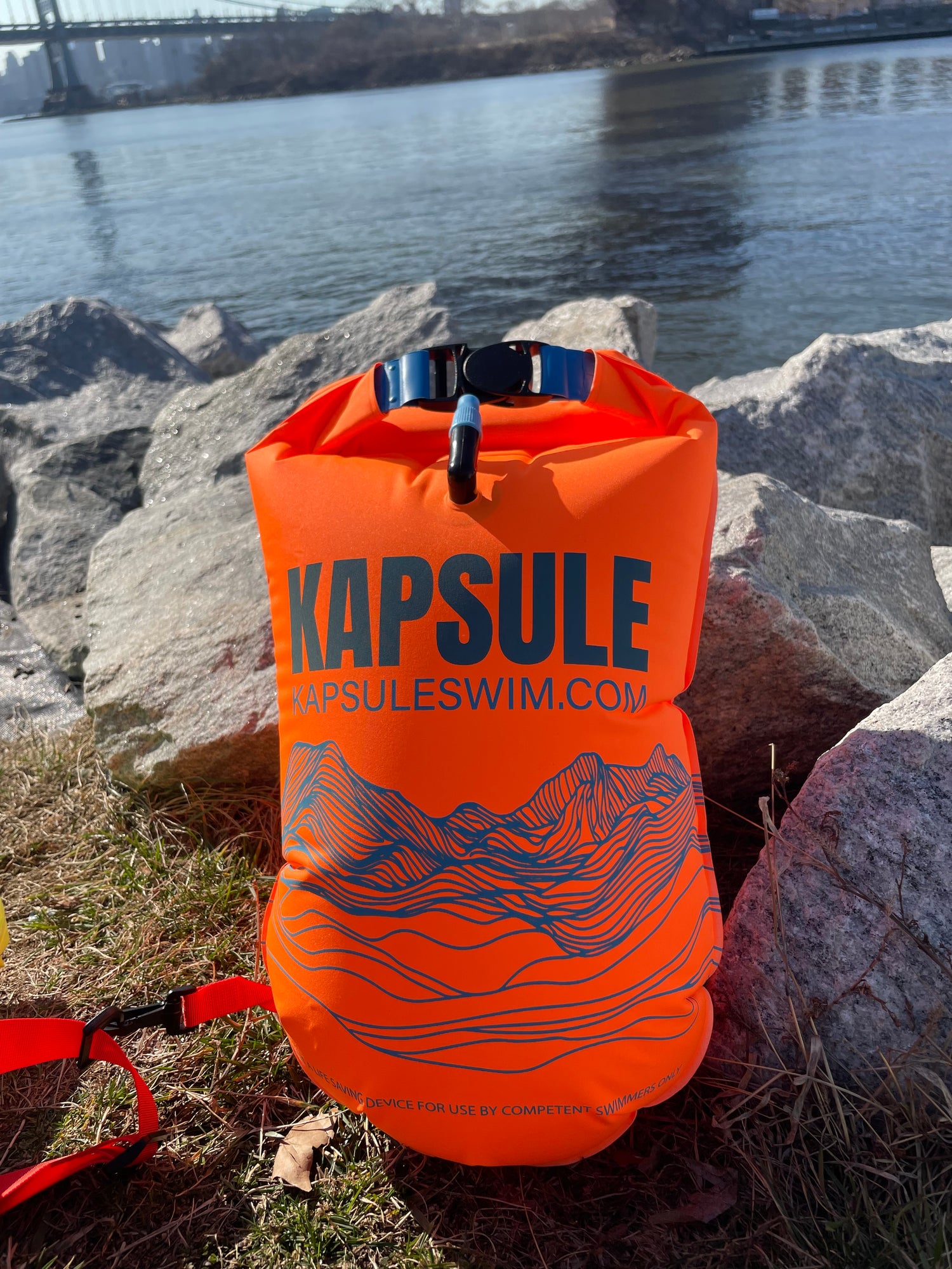 Kai 20L Inflatable Open Water Swim Buoy – High Visibility Safety Float (Neon Orange)