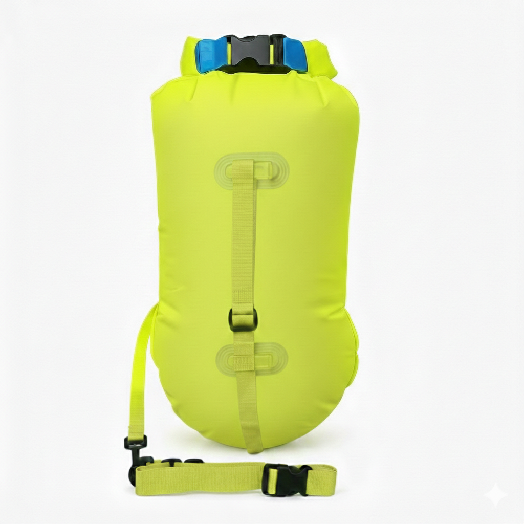 Green swim safety float with ergonomic waist belt