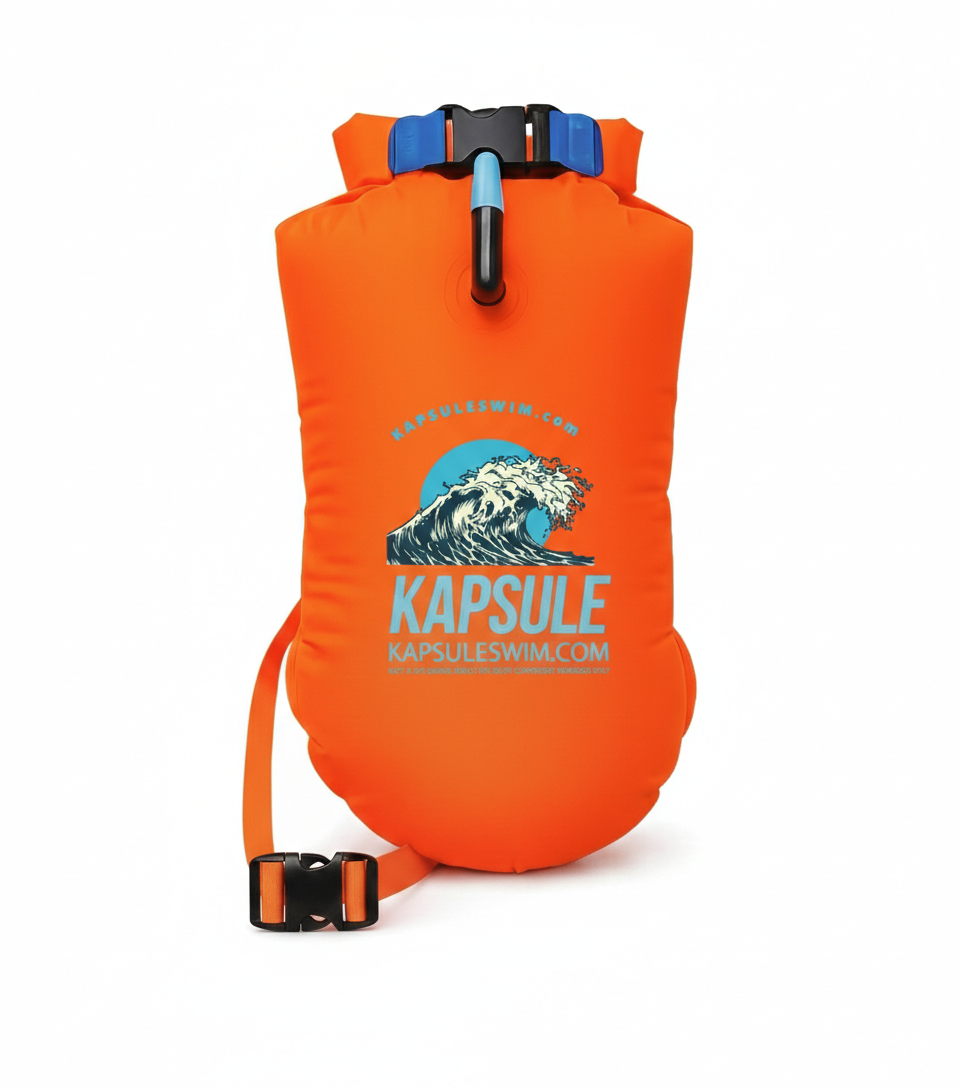 Neon orange Atlas 20L swim buoy for open water safety